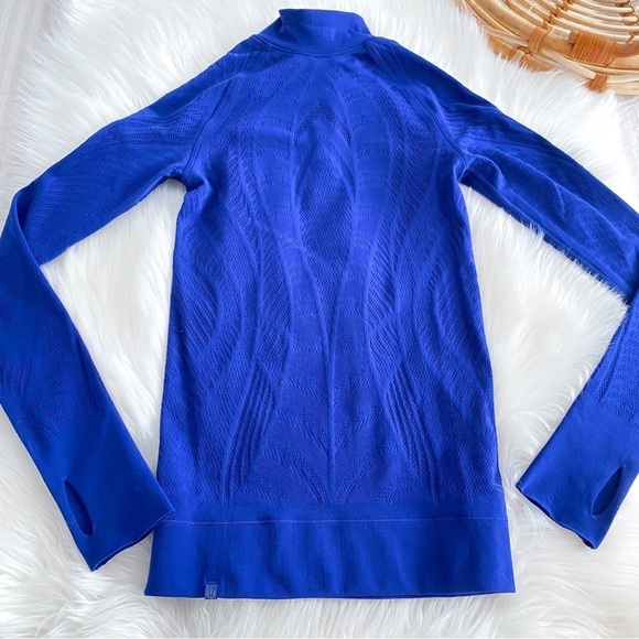 Lululemon Reveal 1/2 Zip Top Aurora Blue Laser Cut Long Sleeve Seamless - Picture 8 of 13